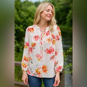LOFT Floral Long Sleeved Blouse